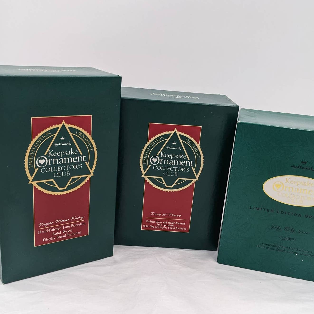 Hallmark Ornaments Vintage Dove Of Peace Fairy Jolly Holly Santa Keepsake W/Box