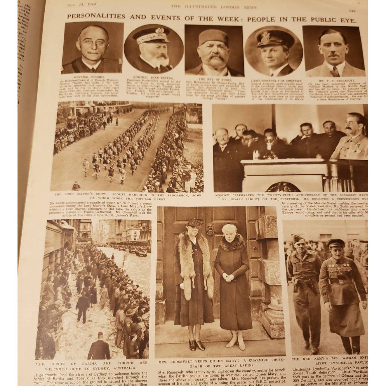 Vintage Illustrated London News Nov 14 1942 Magazine Issue History Collection