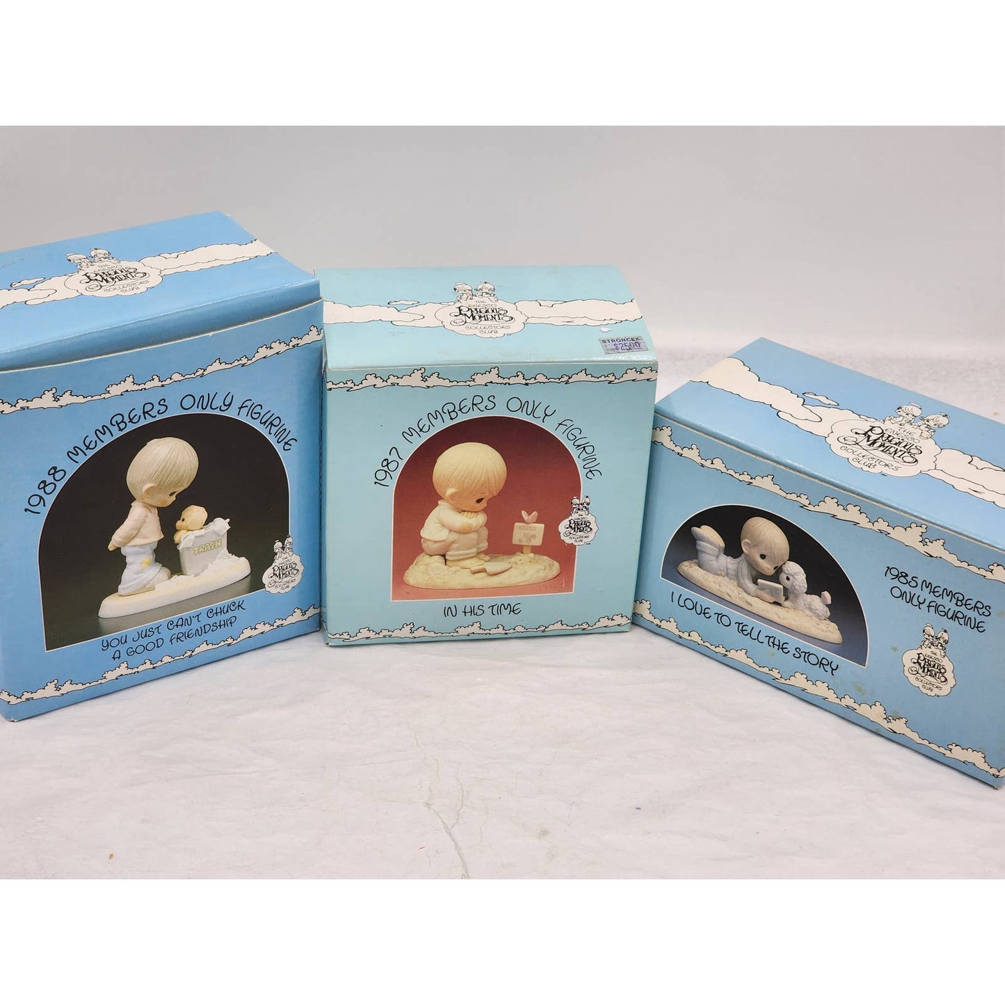 Precious Moments Members Only Figurines Lot Chuck Friendship Vintage 1980s W/Box