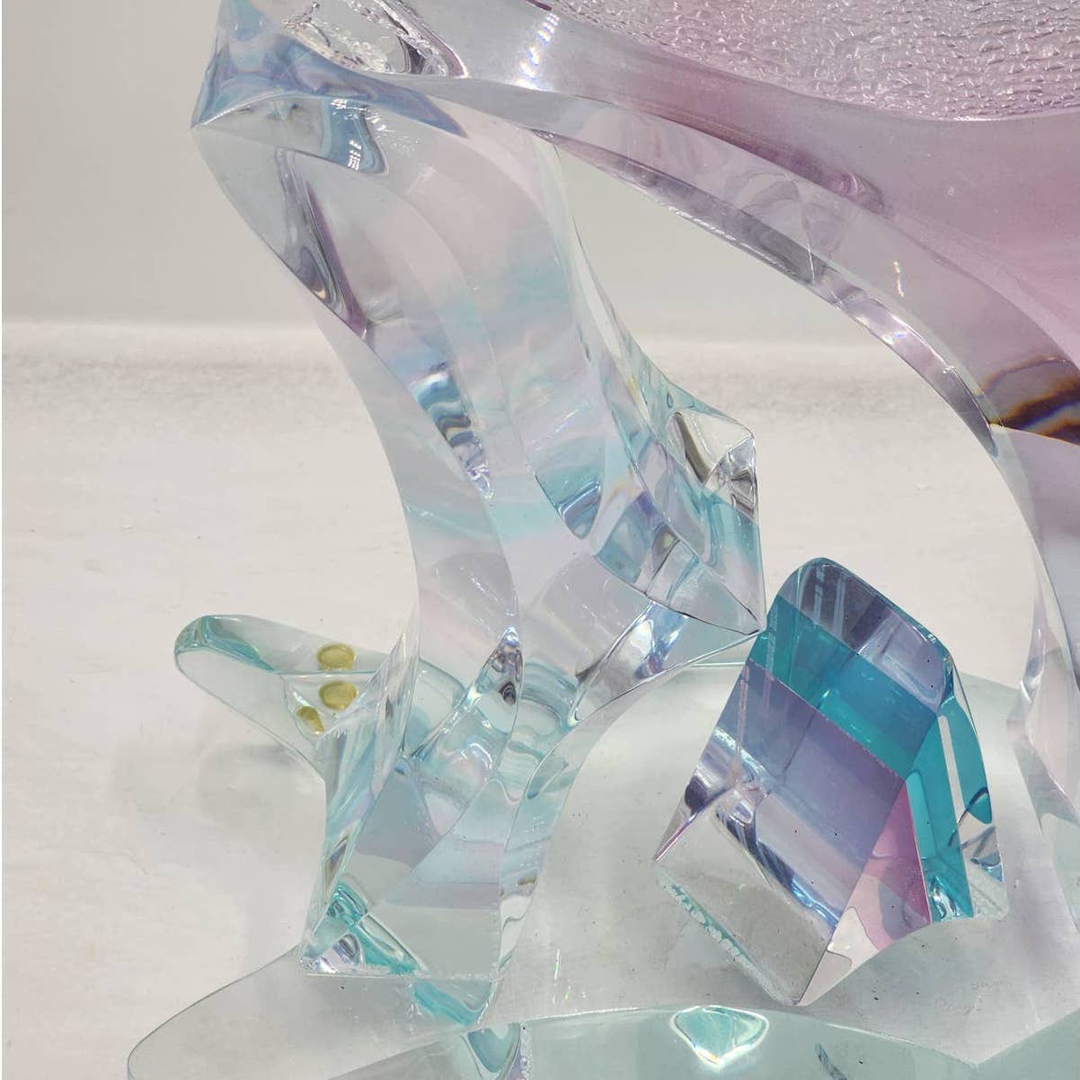 Large Lucite Sculpture Signed Mid Century Modern Multi Colored Acrylic 19lb 13"