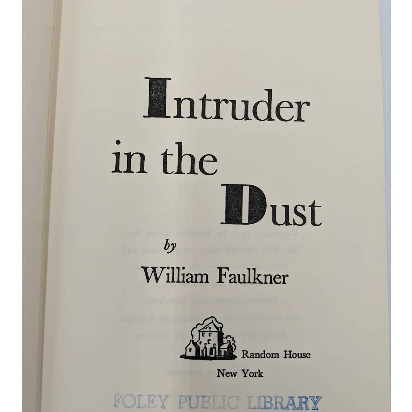 Intruder In The Dust William Faulkner Vintage Early Edition Gothic Fiction 1948