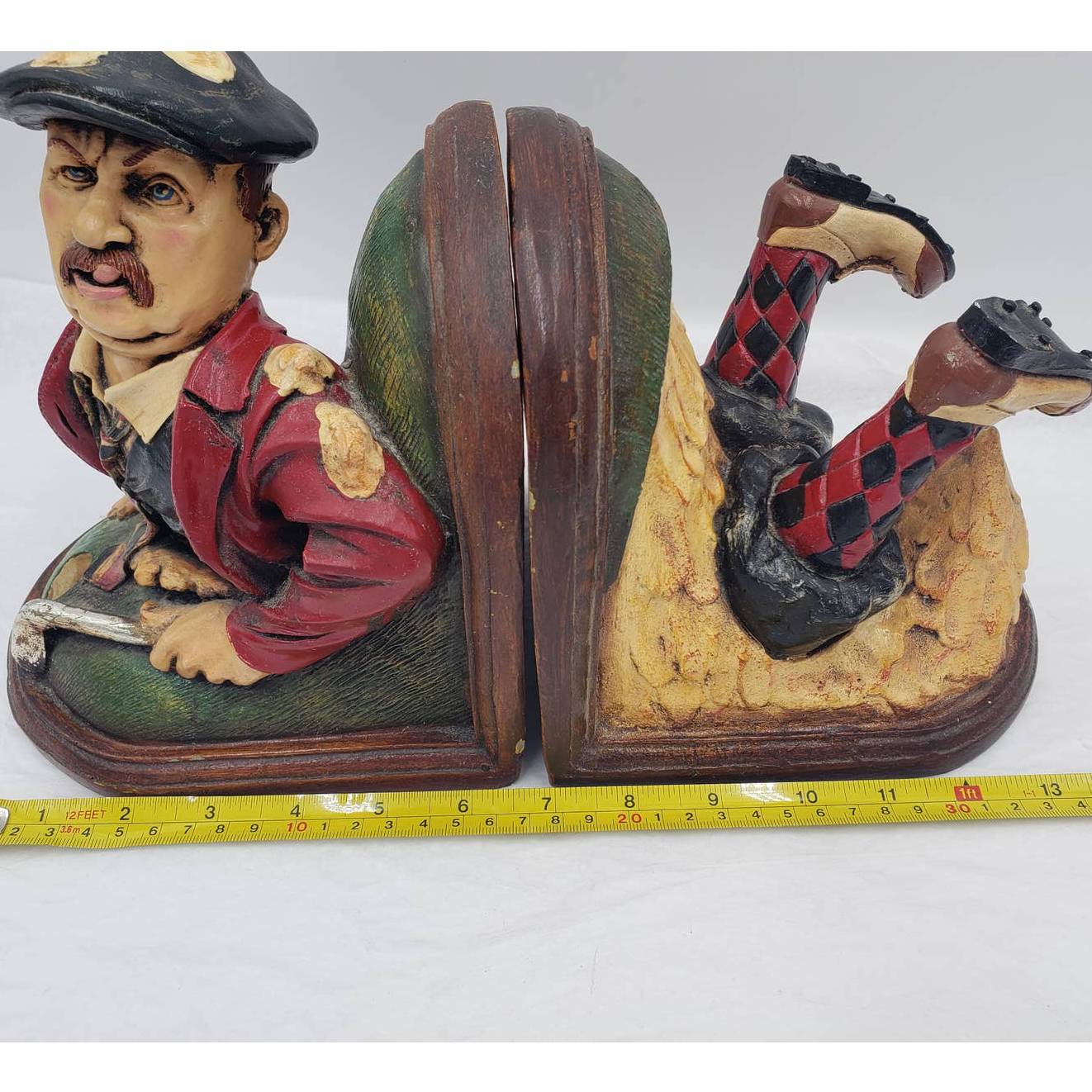 Peter Mook Golfer Book End "The Frustrated" Pair Set of Funny Whimsical Golfing
