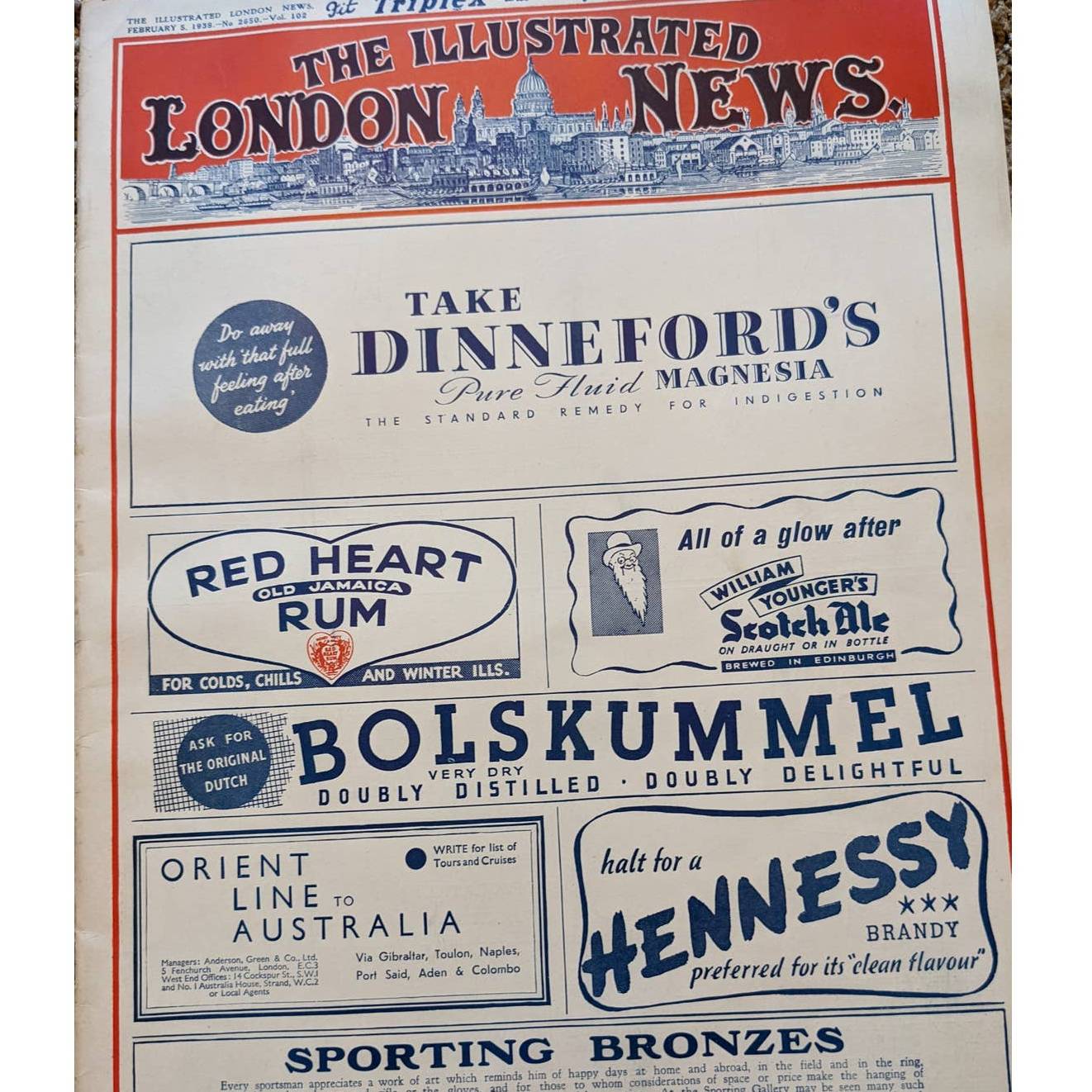 Vintage Illustrated London News Magazine Issue History 1930s Ads Feb 5, 1938