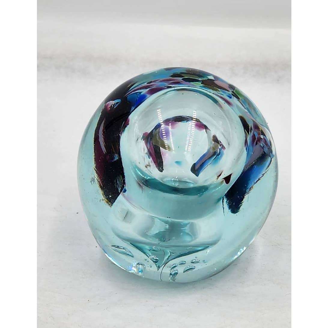 Paperweight Glass Vintage Art Glass Beautiful Multicolor Colorful 3"