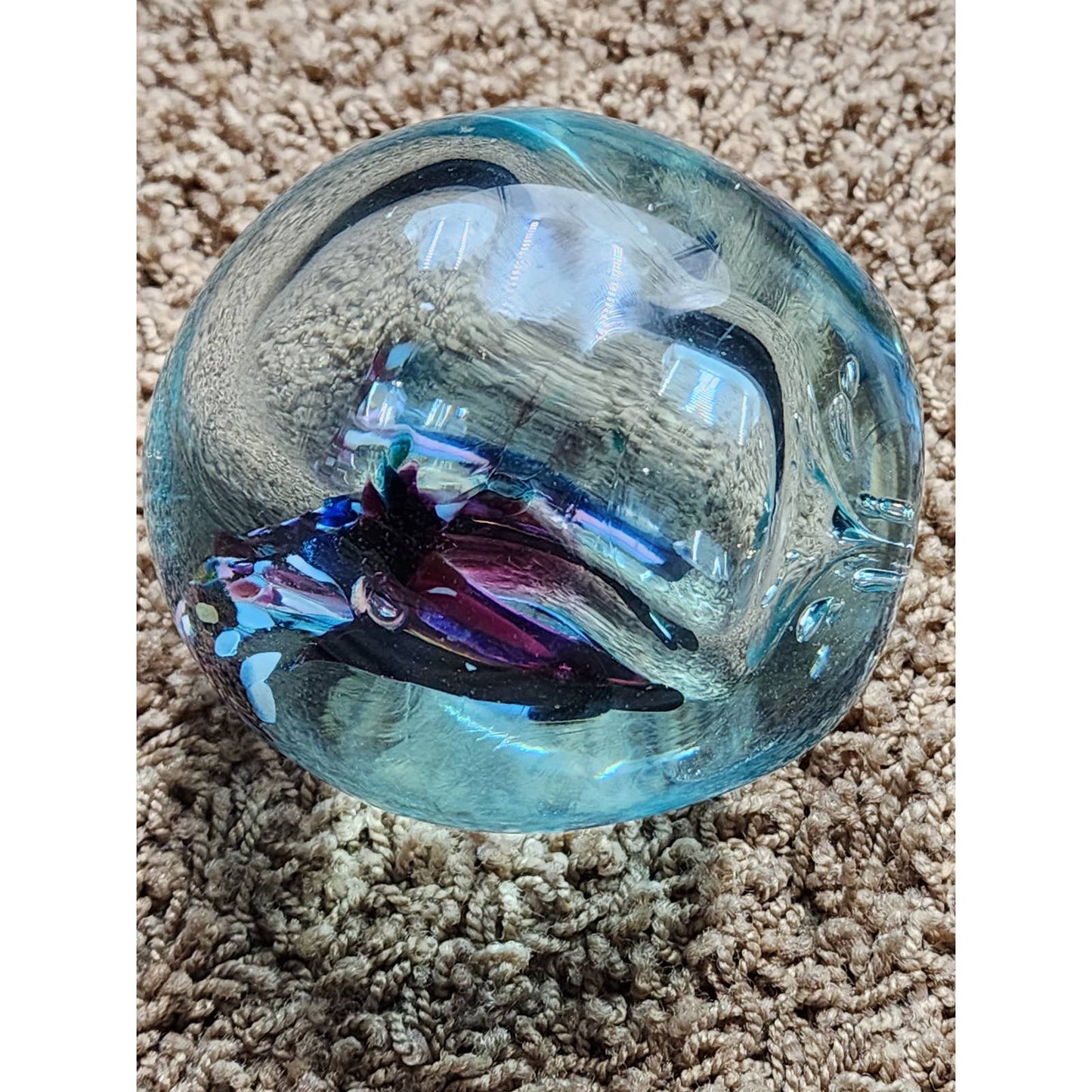 Paperweight Glass Vintage Art Glass Beautiful Multicolor Colorful 3"