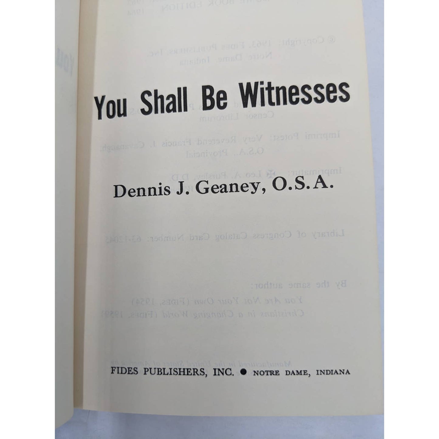 You Should Be Witness By Dennis Geaney Paperback Vintage Catholic Layman 1964