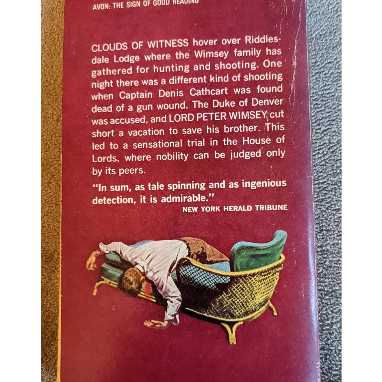 1966 Clouds Of Witness: Lord Peter Wimsey An Avon Mystery By Dorothy L. Sayers