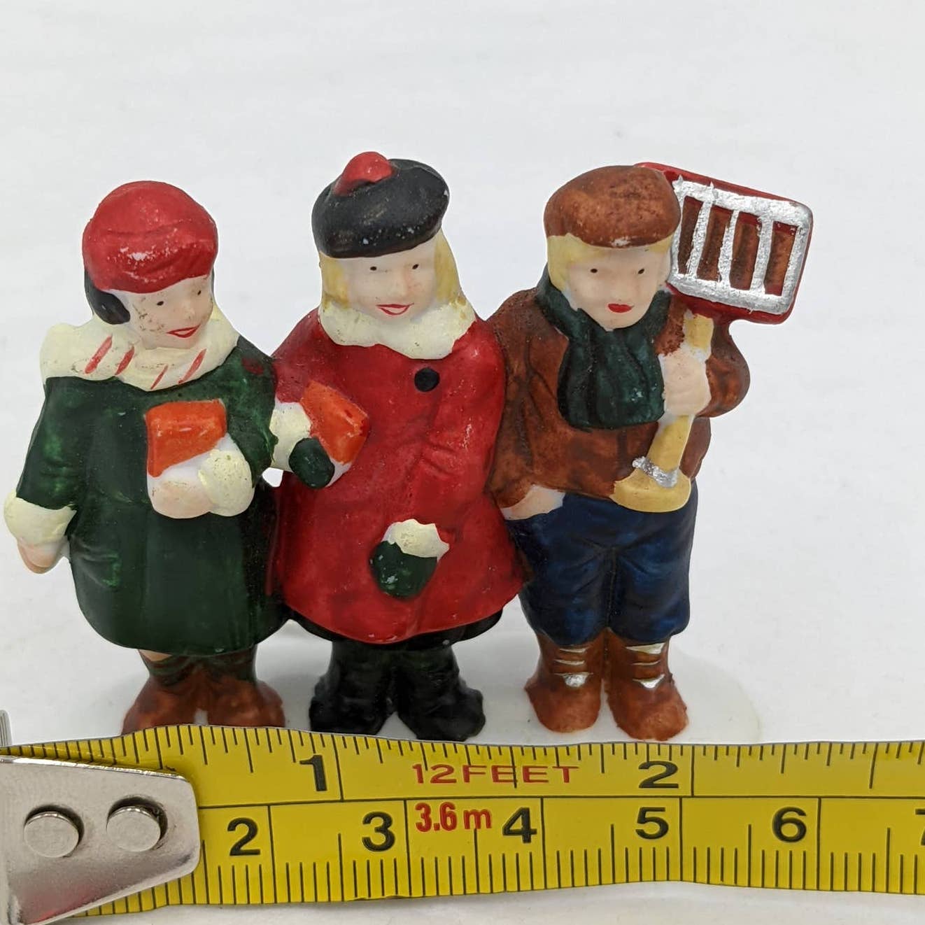 Vintage Christmas Village Figurines Lot 3 Santa, Toys Sled