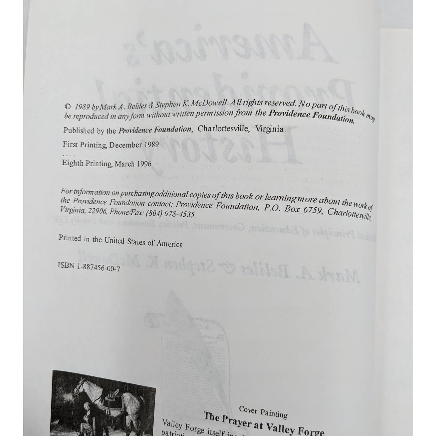 America Providential History Paperback Biblical Principle Education 1989