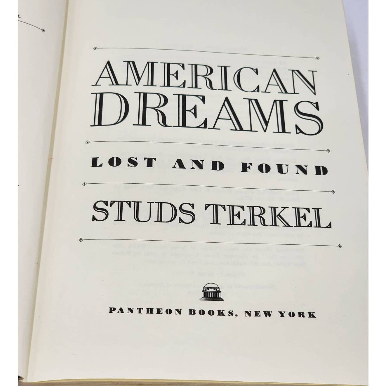 American Dreams Lost & Found By Studs Terkel First Edition Vintage 1980