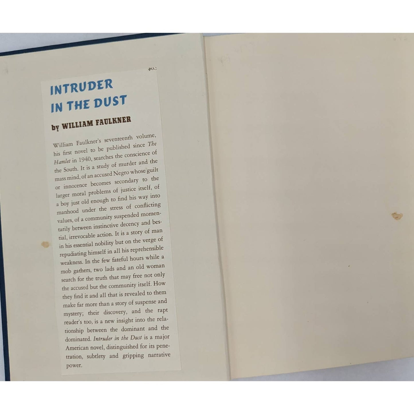 Intruder In The Dust William Faulkner Vintage Early Edition Gothic Fiction 1948