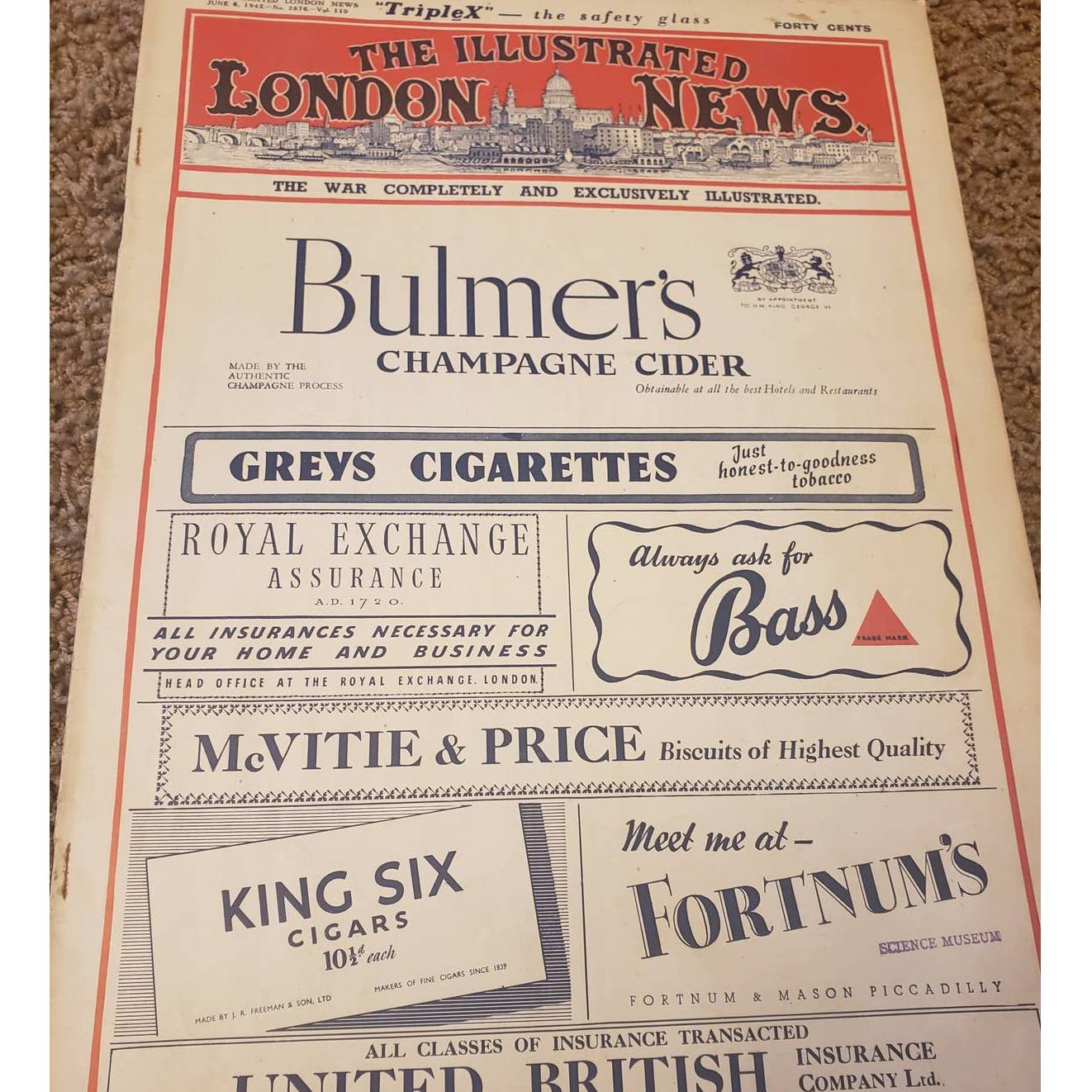 Vintage Illustrated London News Jun 6 1942 Magazine History Vintage Advertising