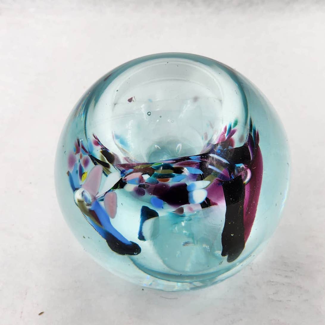 Paperweight Glass Vintage Art Glass Beautiful Multicolor Colorful 3"