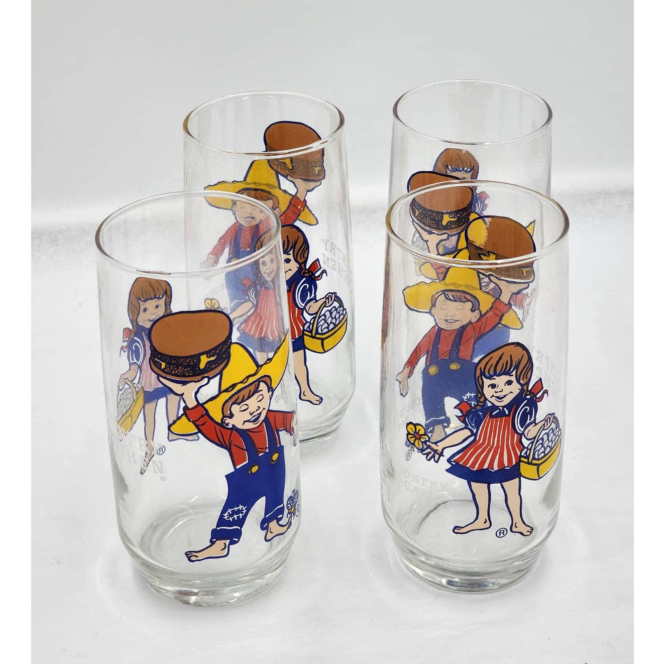 Pepsi Country Kitchen Country Gal Country Boy Advertising Drinking Glasses Set 4