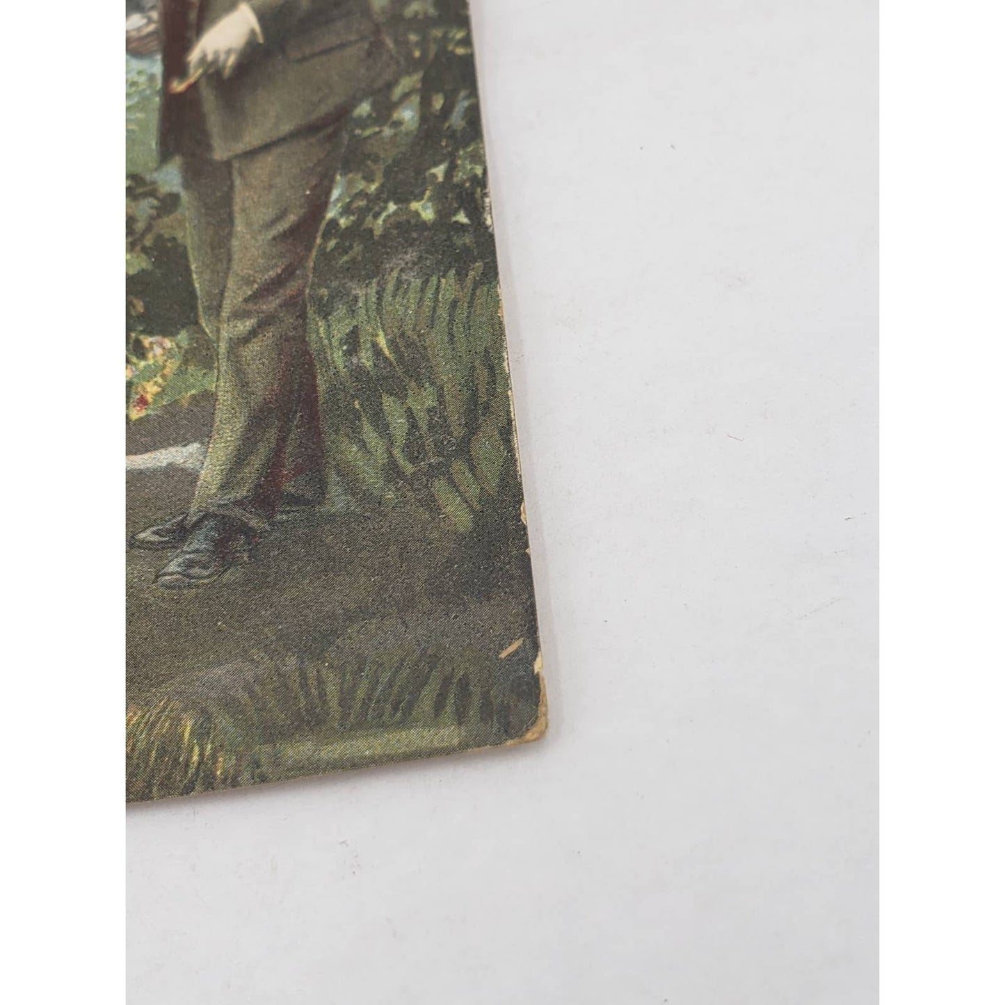 Early 1900s Romance Antique Postcard Stock Photo Couple Stroll Umbrella Romantic