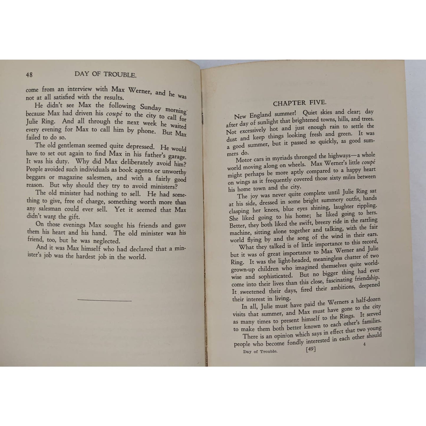 Day Of Trouble By G.L. Wind Vintage Novel Book 1931