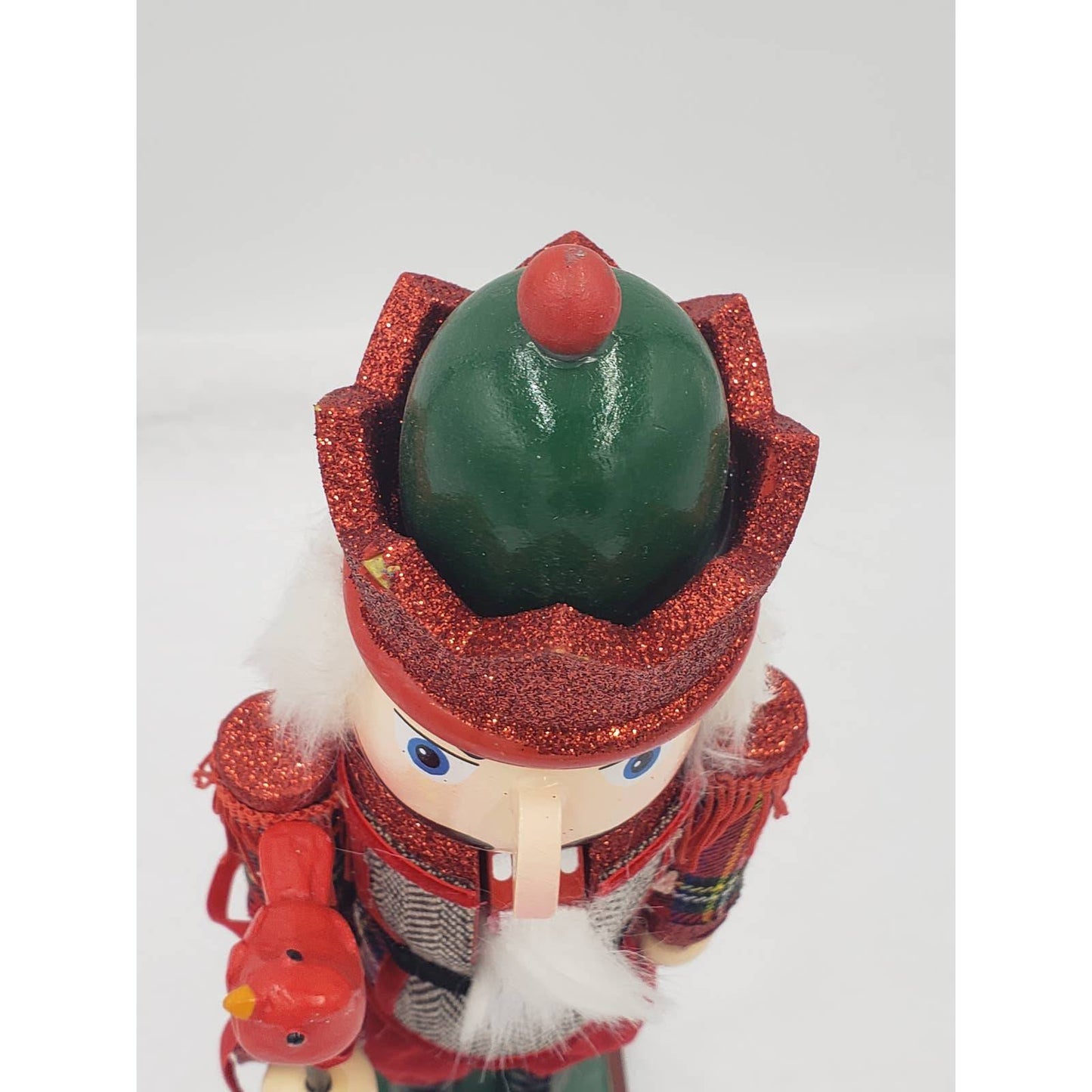 Nutcracker Red Bird Cane Glittered 15" Tall