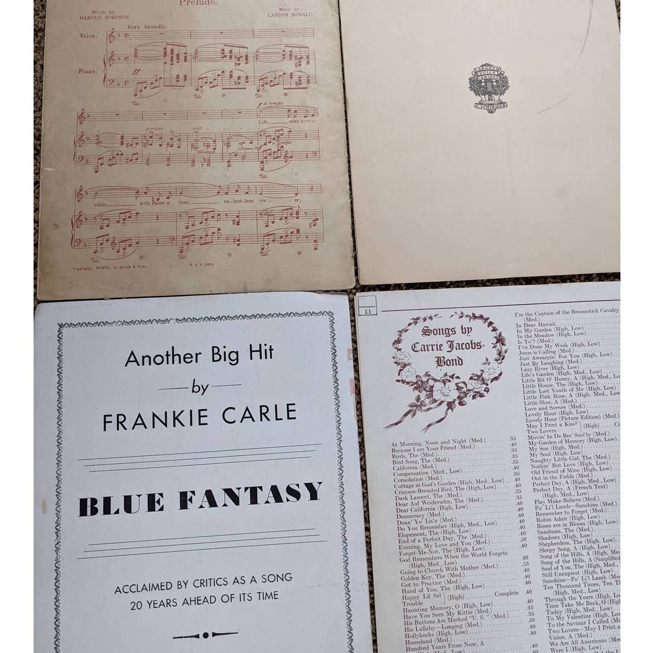 Vintage 1901-1940 Lot 5 Sheet Music Summertime, O Golden Sun, Sunrise Serenade