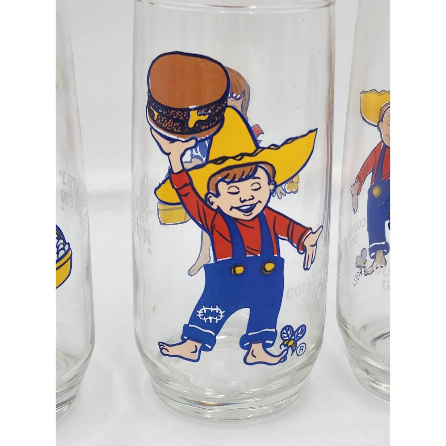Pepsi Country Kitchen Country Gal Country Boy Advertising Drinking Glasses Set 4