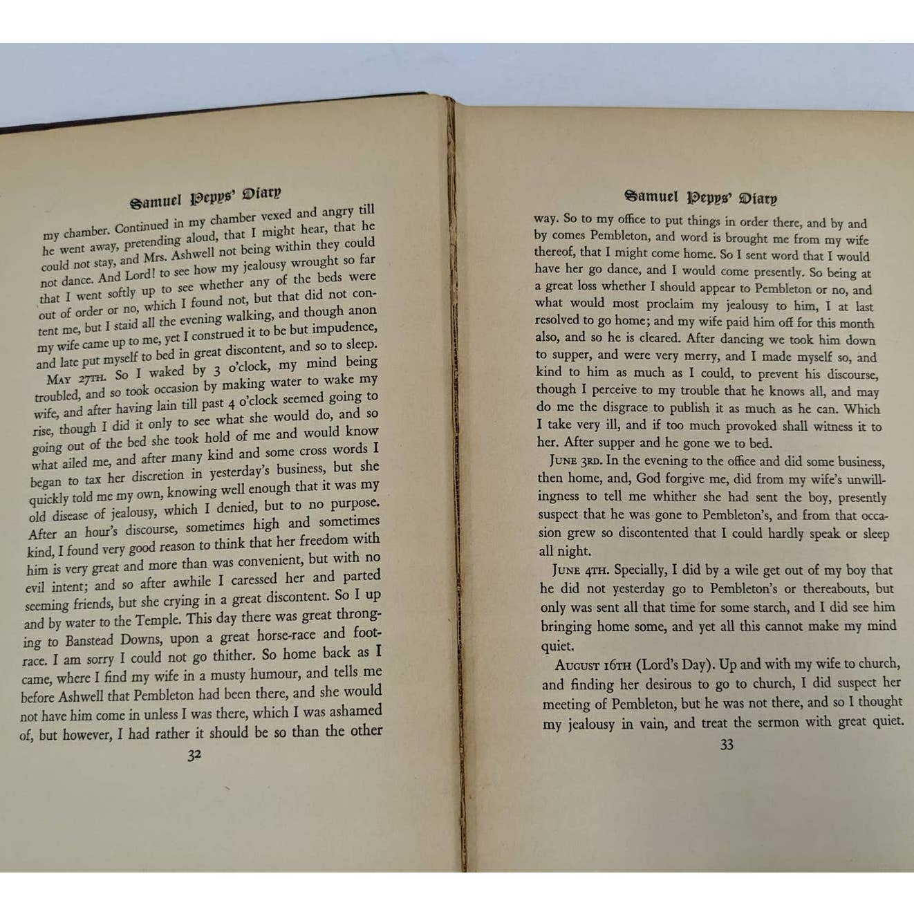 Samuel Pepys' Diary Royal Navy Member of Parliament Vintage Hardcover 1932