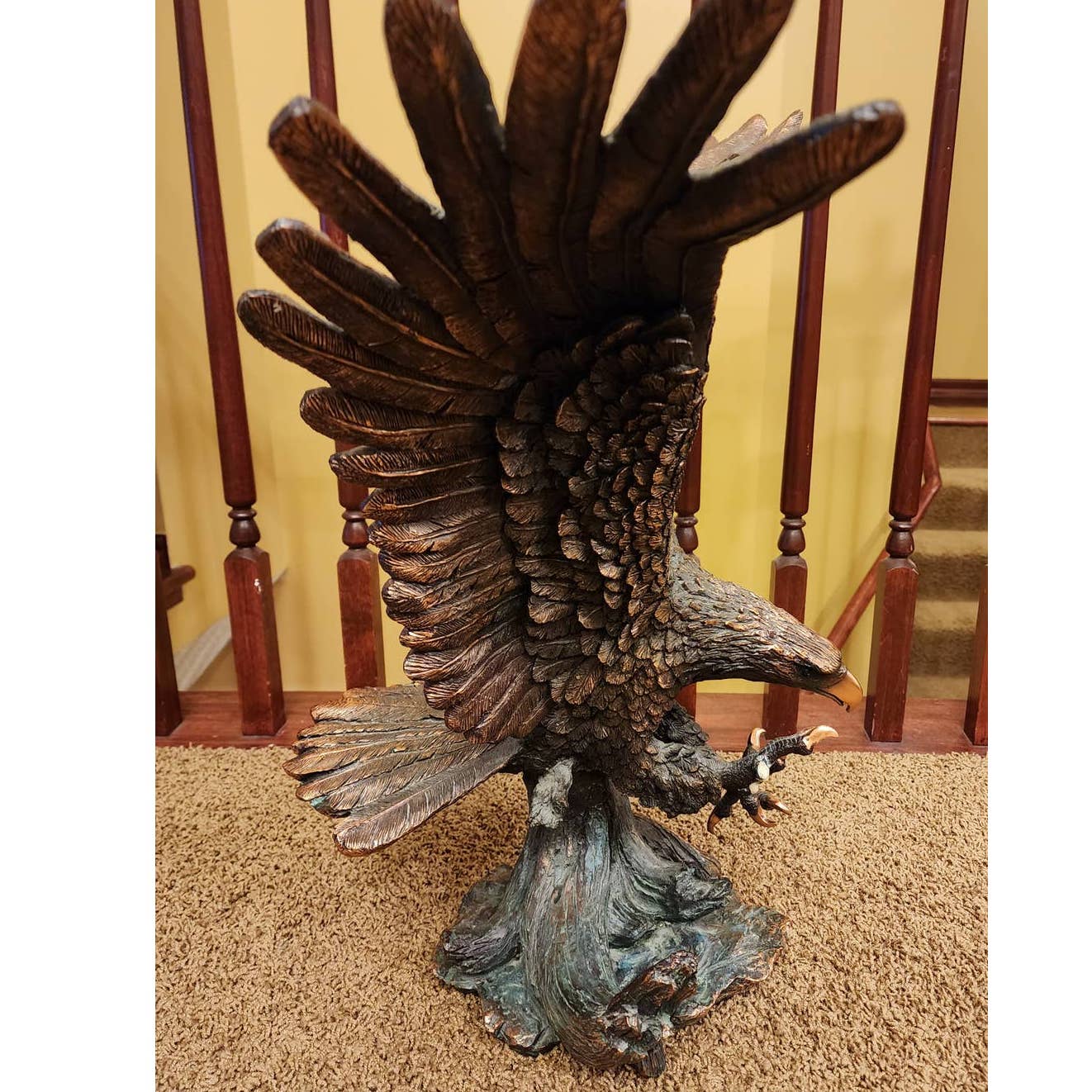 Eagle Sculpture Large Catching Prey Swooping Marian Imports Bronze Plated Resin