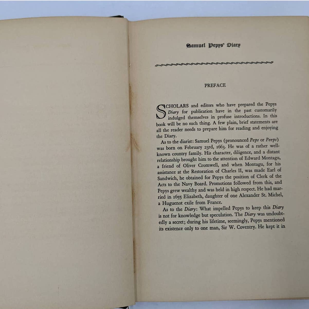 Samuel Pepys' Diary Royal Navy Member of Parliament Vintage Hardcover 1932