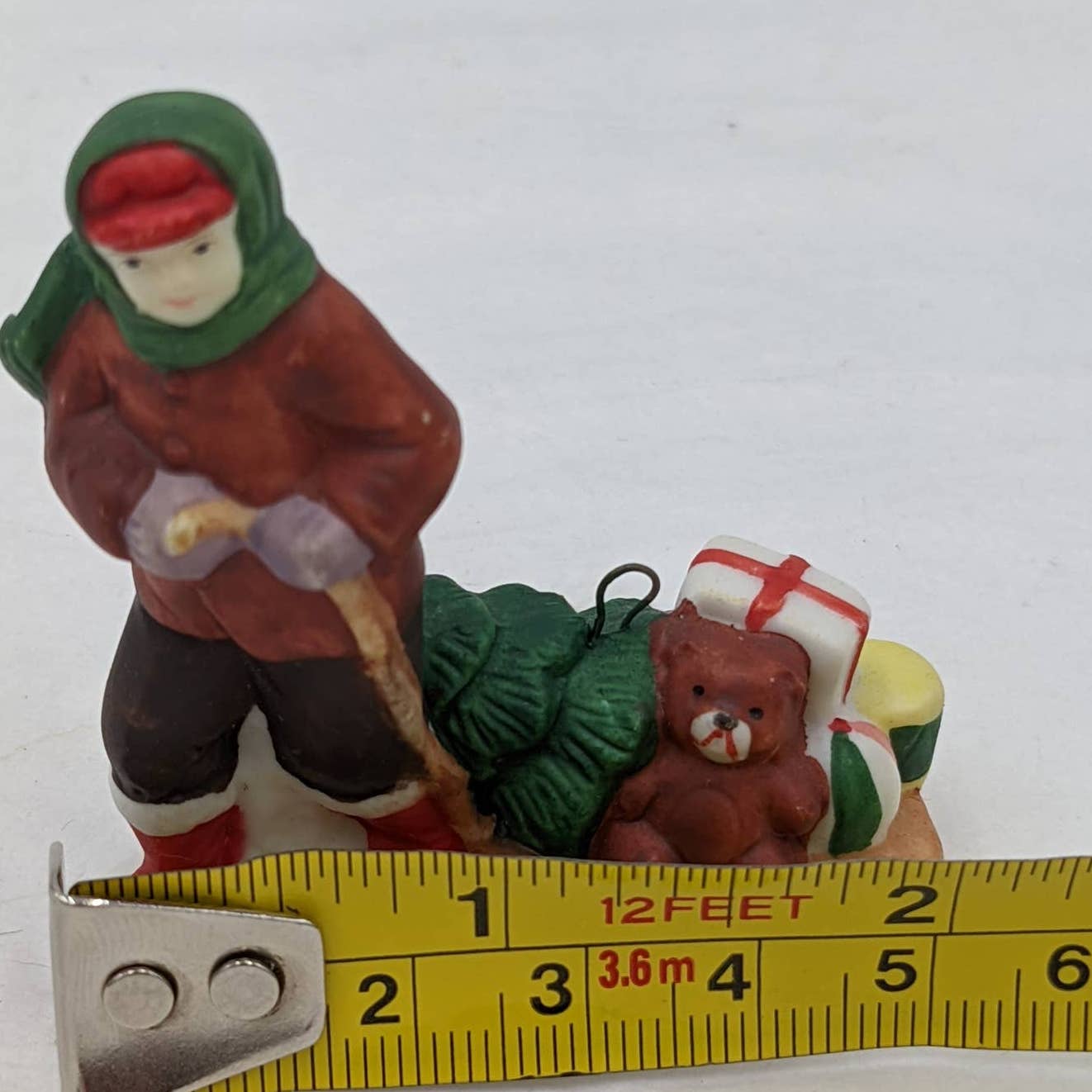 Vintage Christmas Village Figurines Lot 3 Santa, Toys Sled