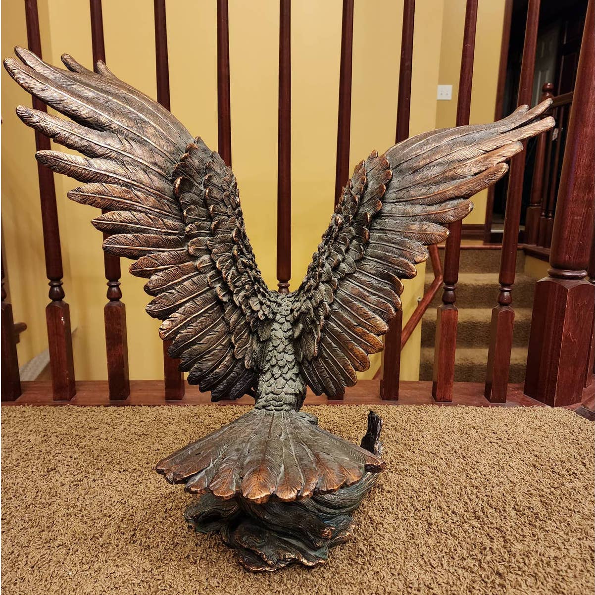 Eagle Sculpture Large Catching Prey Swooping Marian Imports Bronze Plated Resin