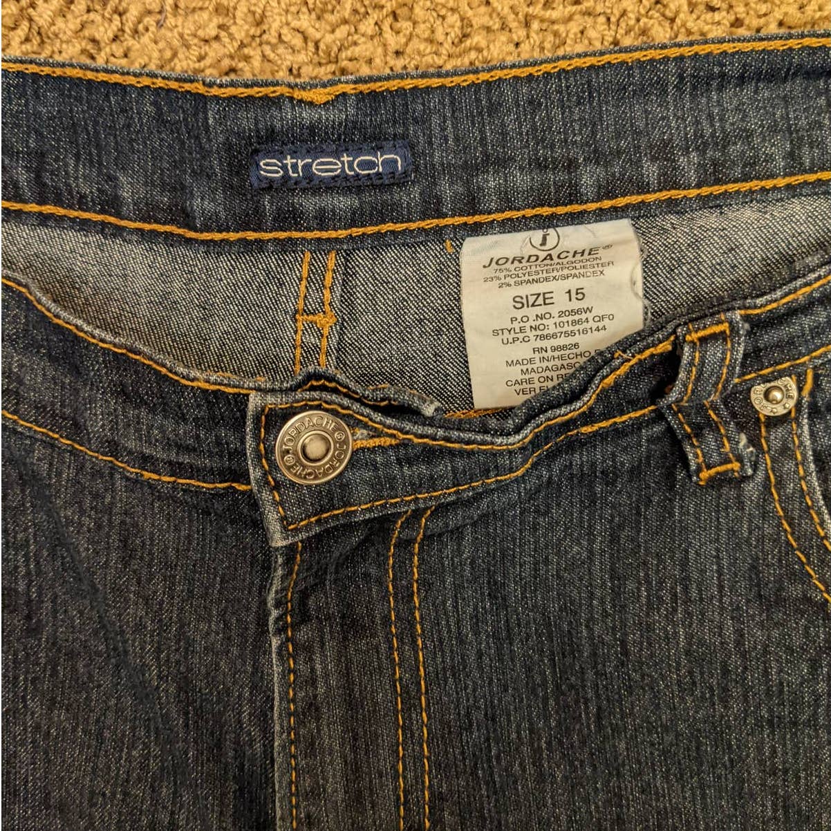 Jordache Stretch Dark Blue Jeanswear Cotton Polyester Spandex Womens Size 15