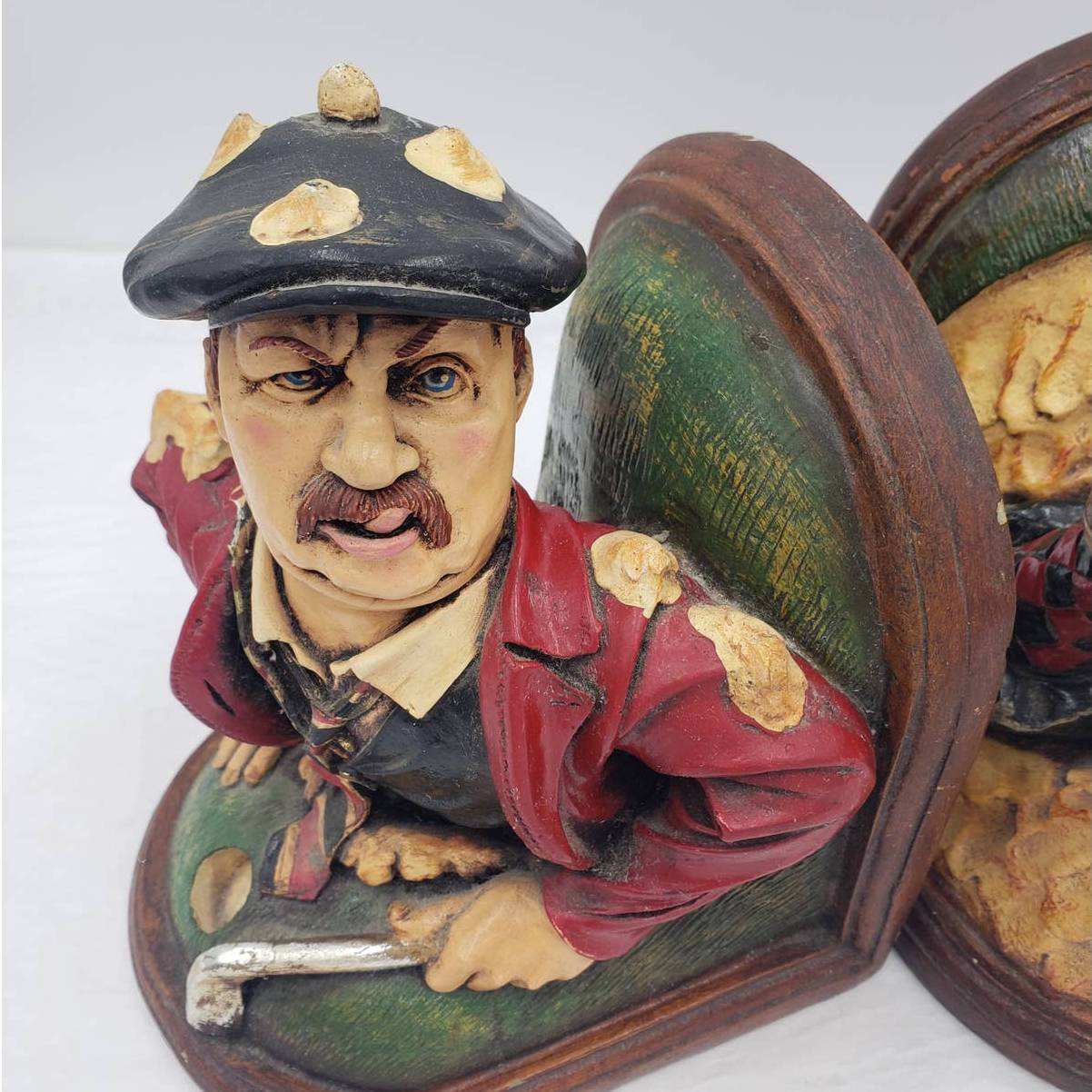 Peter Mook Golfer Book End "The Frustrated" Pair Set of Funny Whimsical Golfing