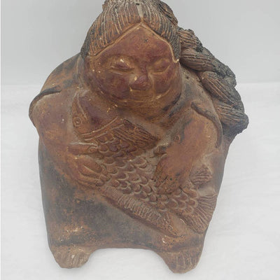 Primitive Aztec Style Rare Statue Mexican Folk Art Abuela Central America 11"