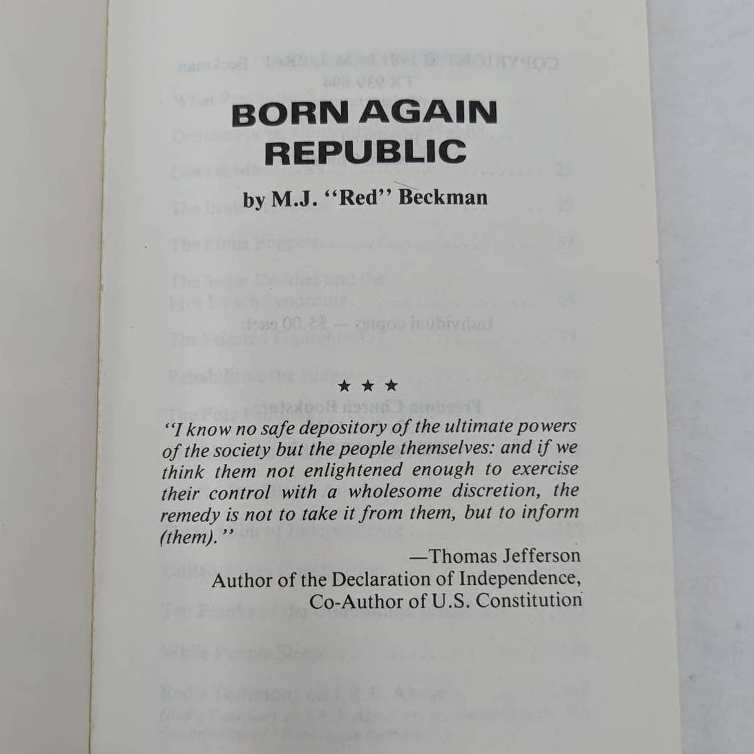 Born Again Republic By M.J "Red" Beckman Montana Fighting Vintage Paperback 1981