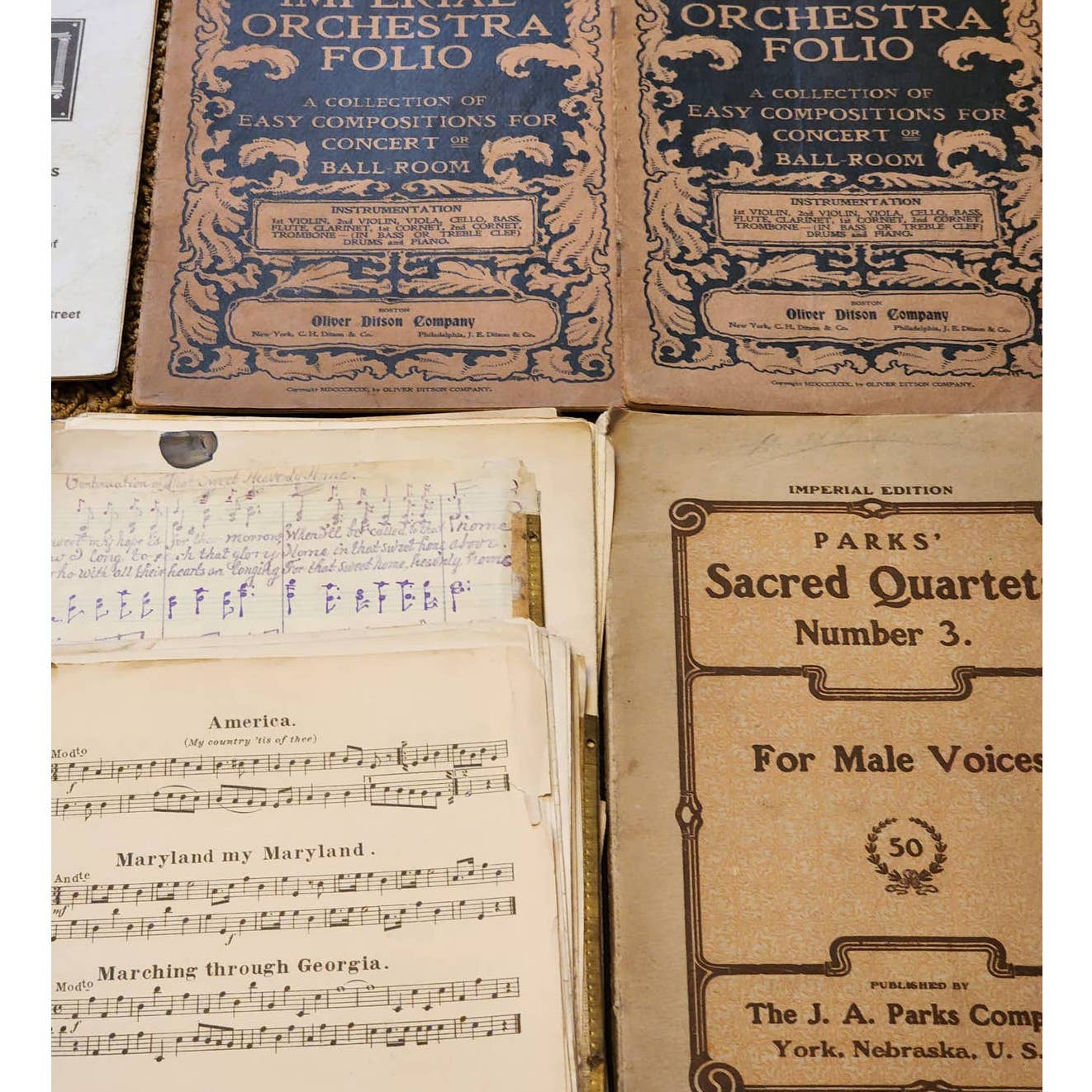 Fales Folio 1887 Binder Sheet Music And Imperial Orchestra Folio Antique Lot