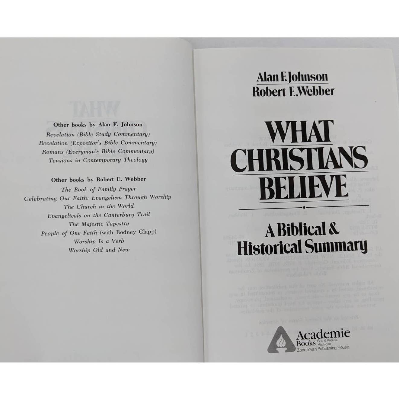 What Christians Believe A Biblical Historical By Alan F. Johnson Theology 1989