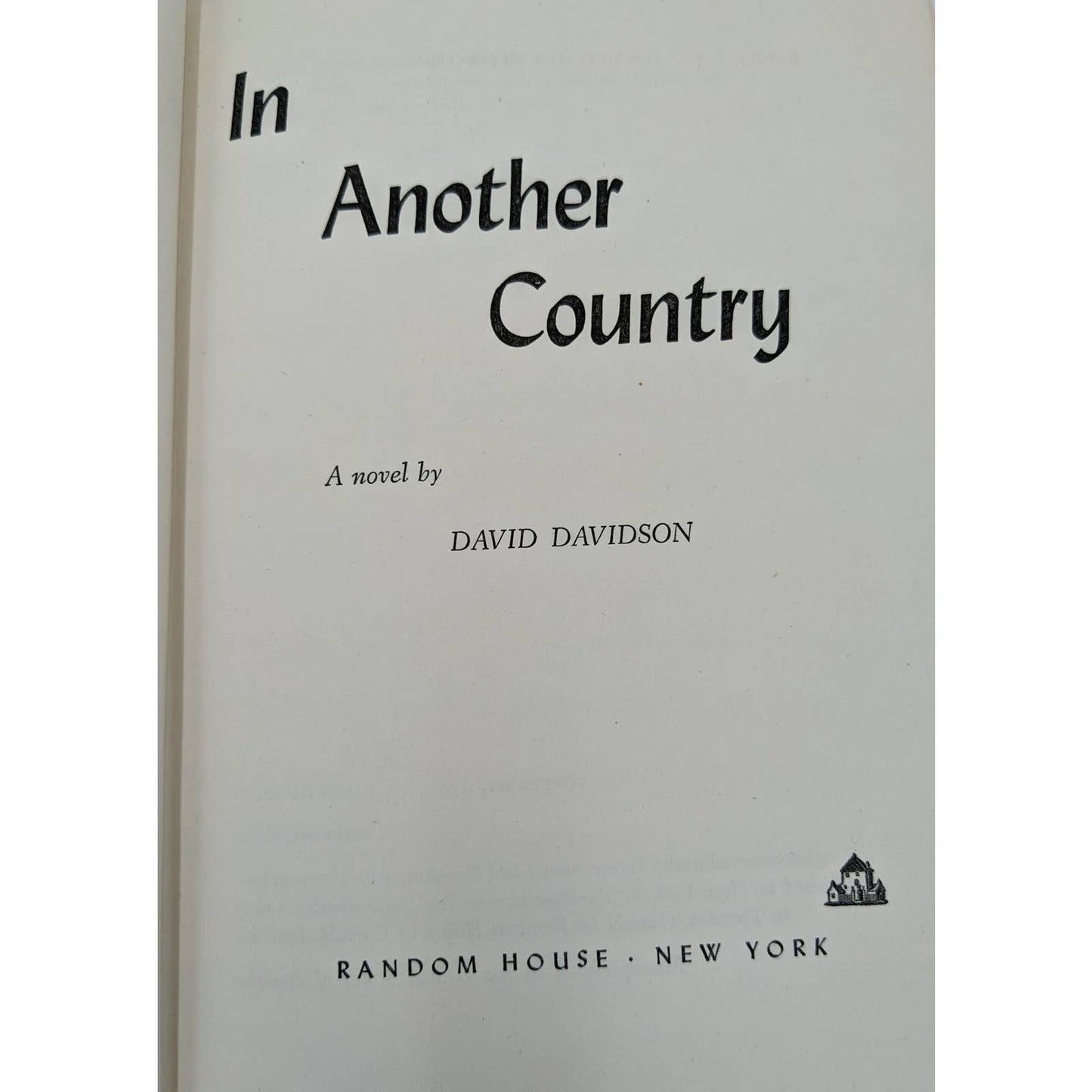 In Another Country By David Davidson First Printing Vintage Novel 1950