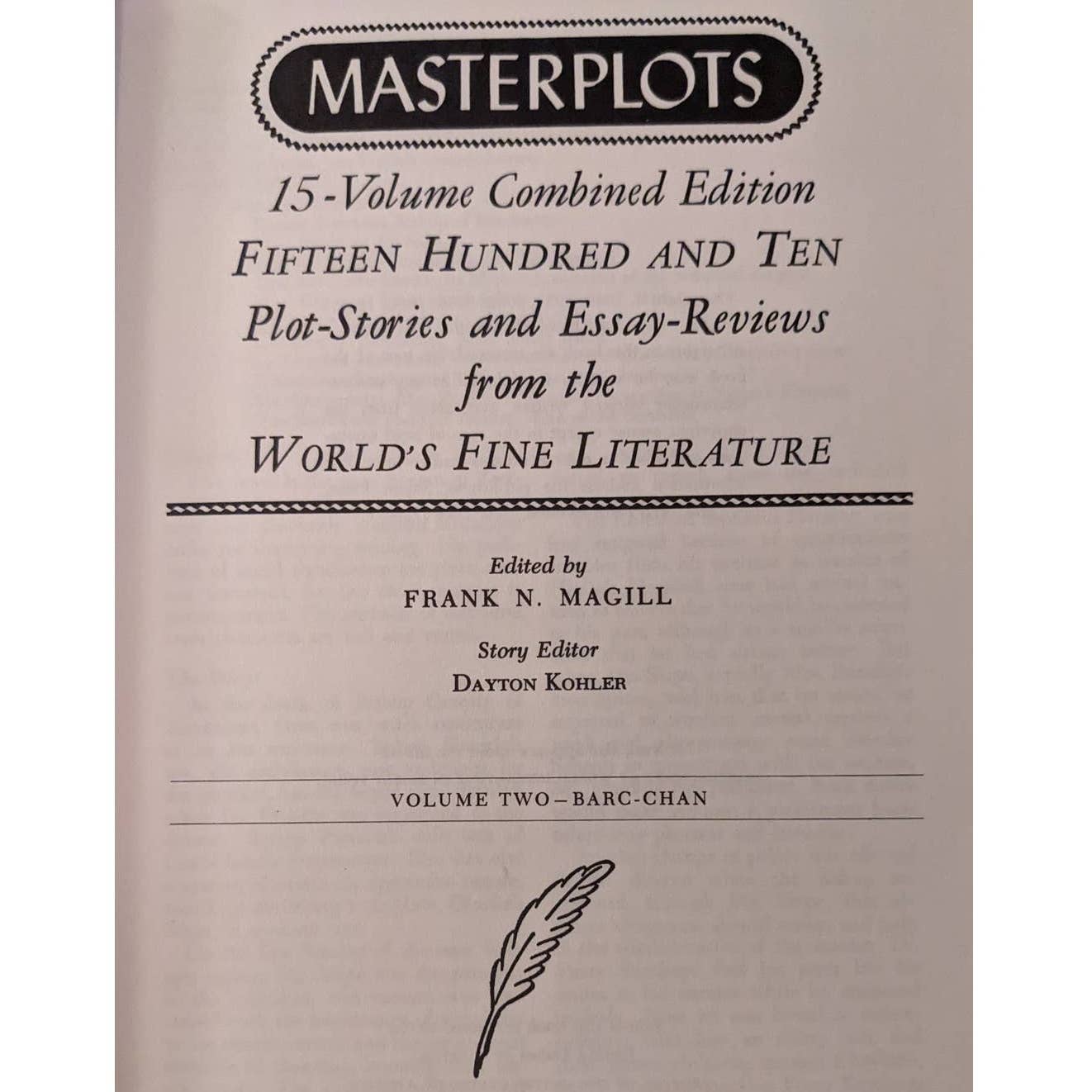 Masterplots Digests Of World Literature Volume I-II Synopsis Of Great Literature