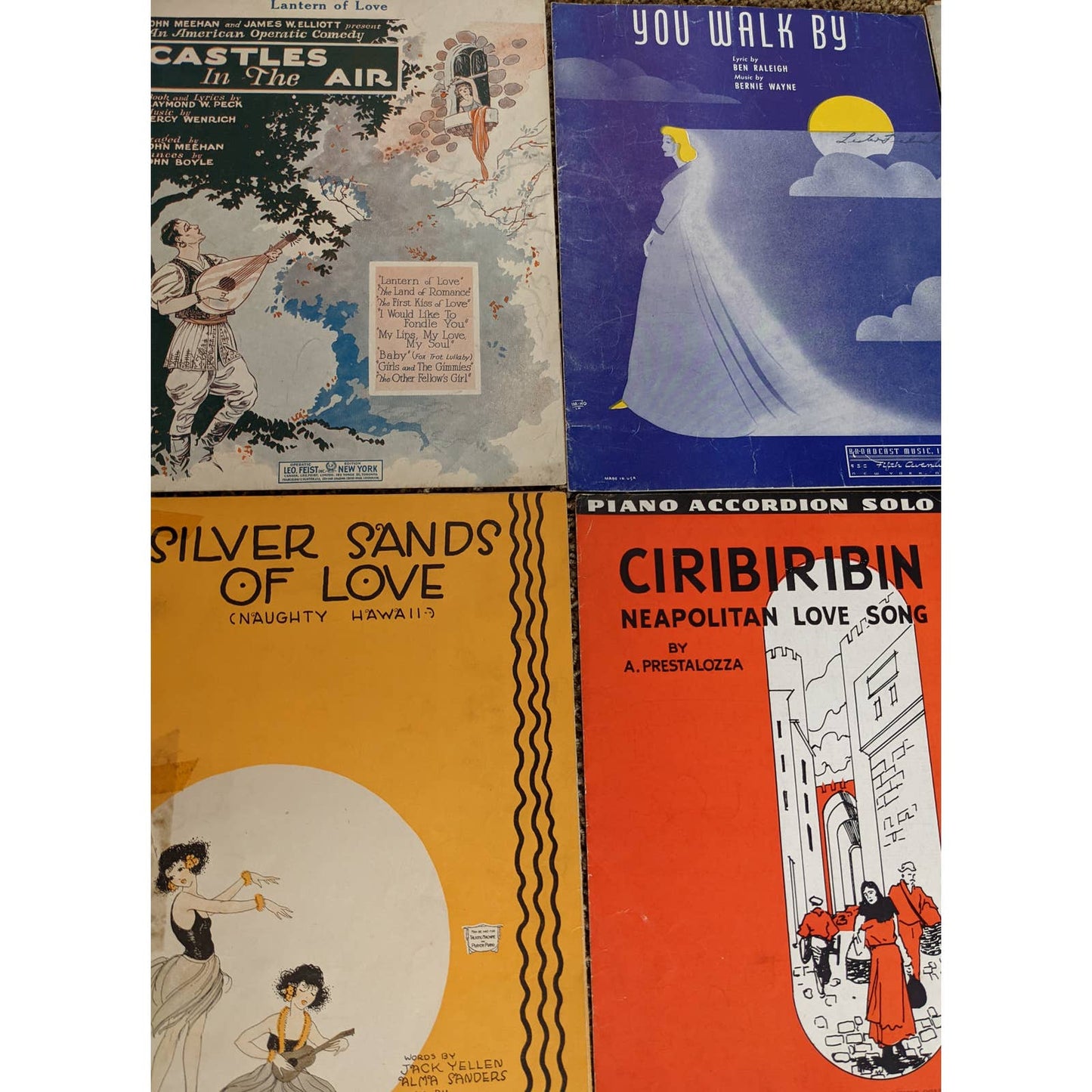 Vintage Sheet Music Lot of 7 1930s-1940s Lantern of Love, Honolulu Eyes