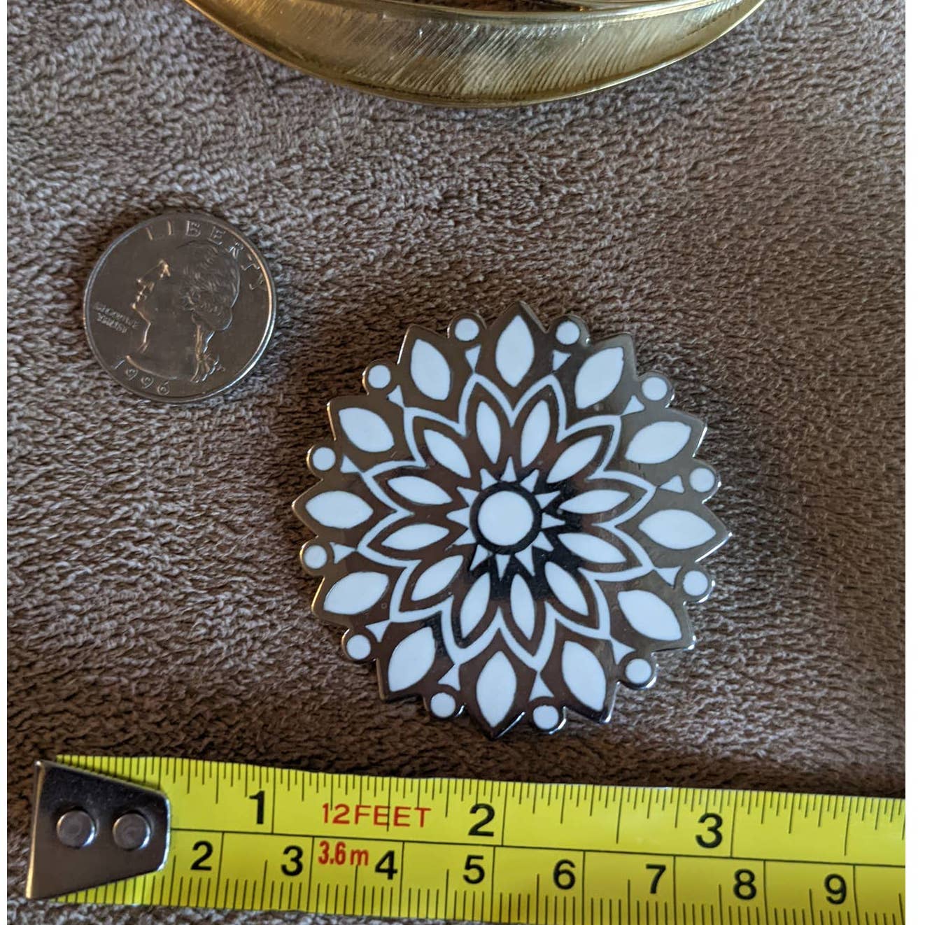 Vintage Trifari Set of 2 Gold Tone Crown And Silver Tone Snowflake Pin Brooch