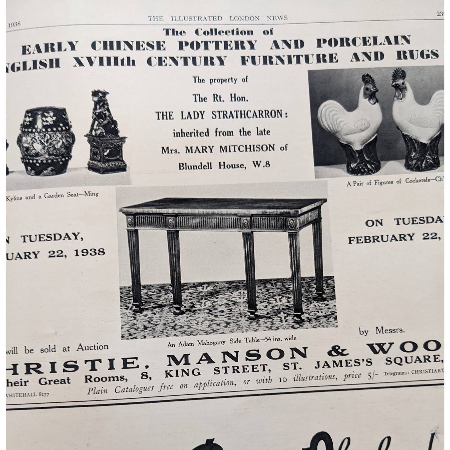 Vintage Illustrated London News Magazine Issue History 1930s Ads Feb 5, 1938