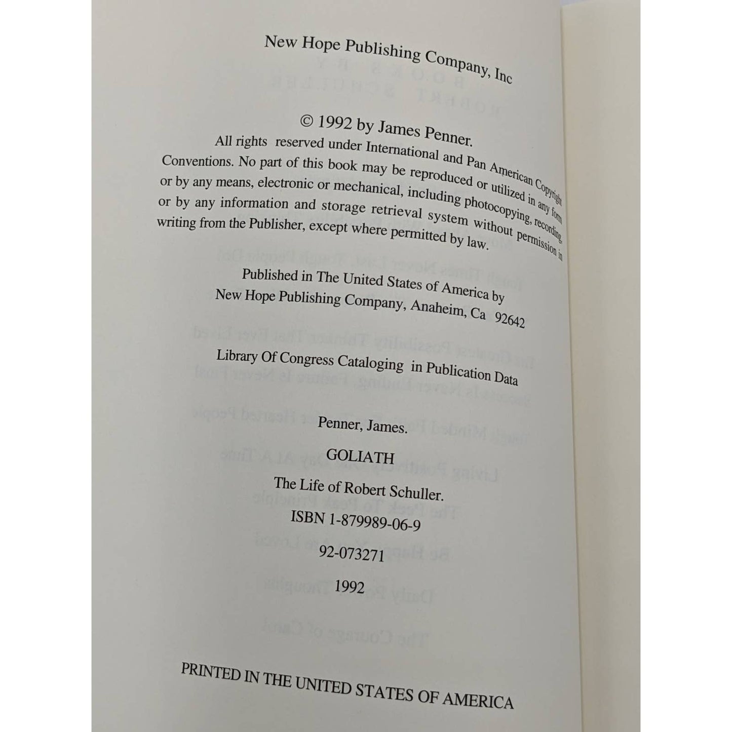 Goliath Life Of Robert Schuller By James Penner Leather Bound Collectors Edition