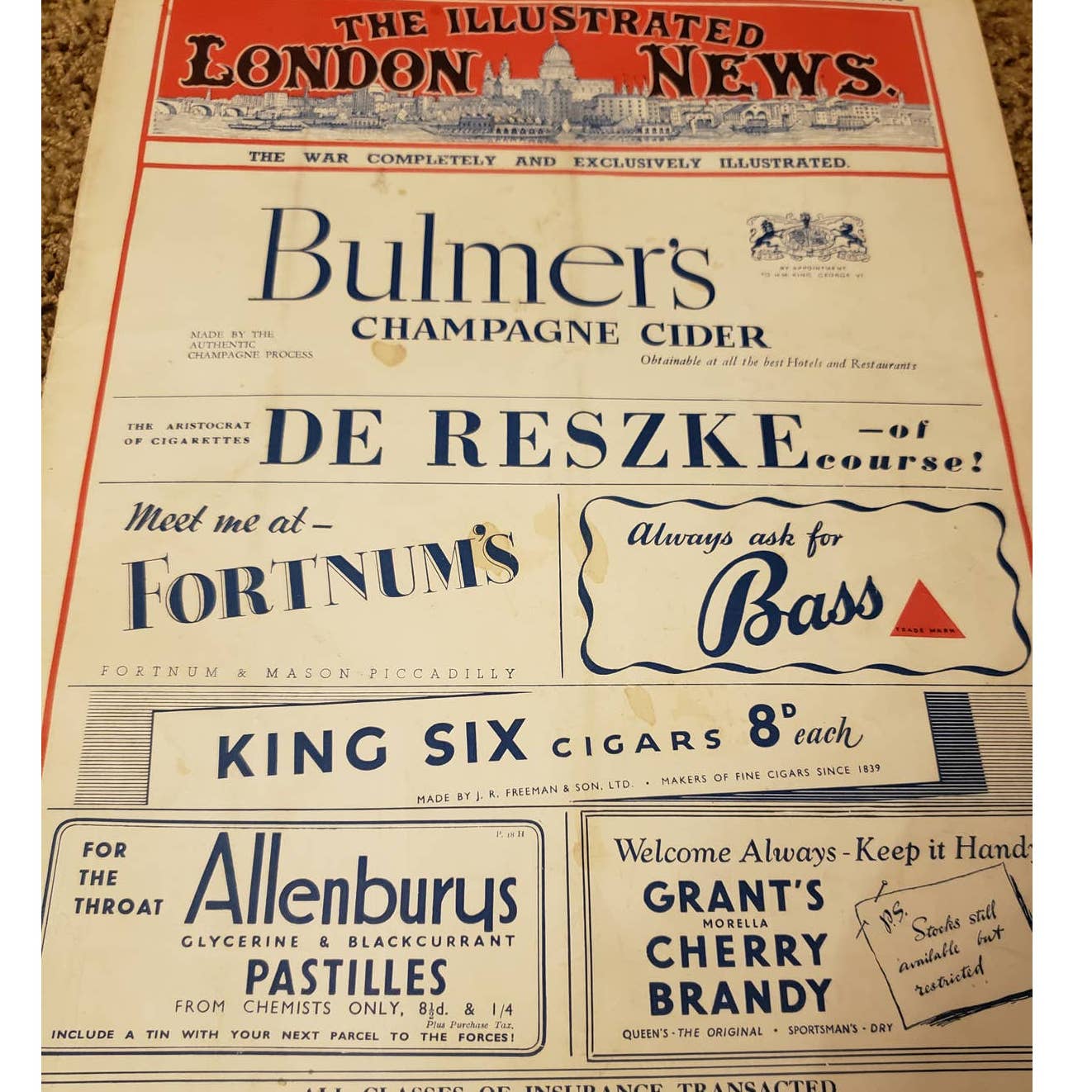 Vintage Illustrated London News Magazine Issue History Collection Jan 31 1942