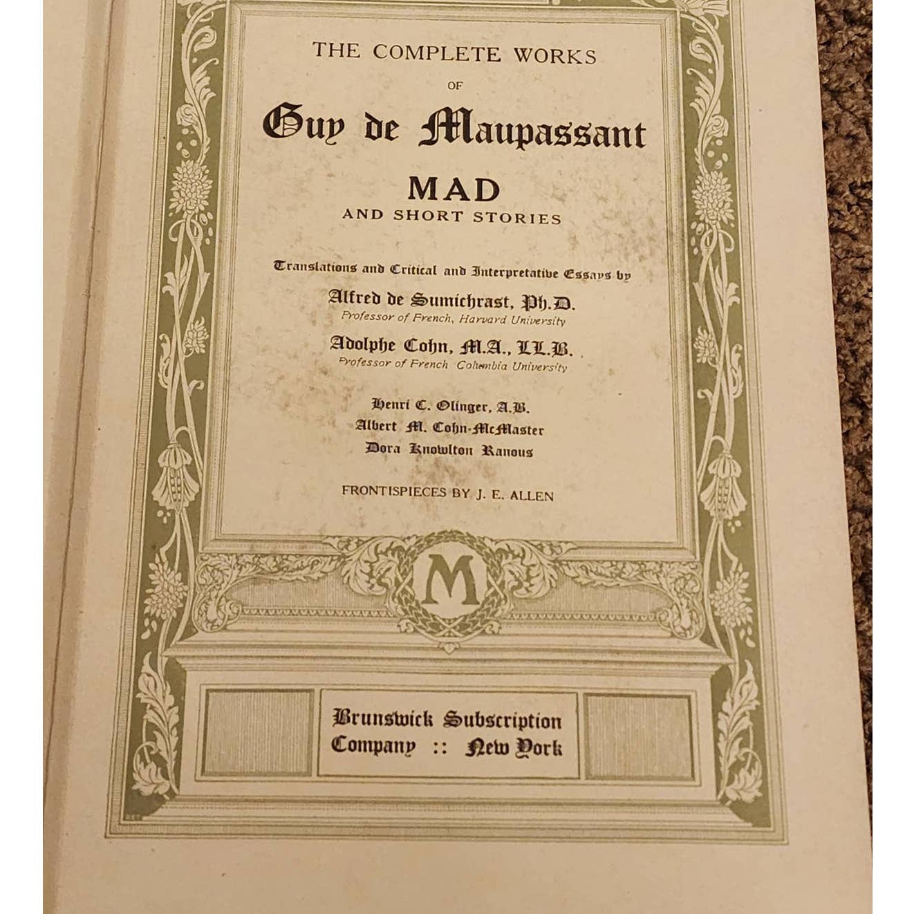 Antiquarian 1917 Complete Works Of Guy De Maupassant Verdun Edition 14 Volumes