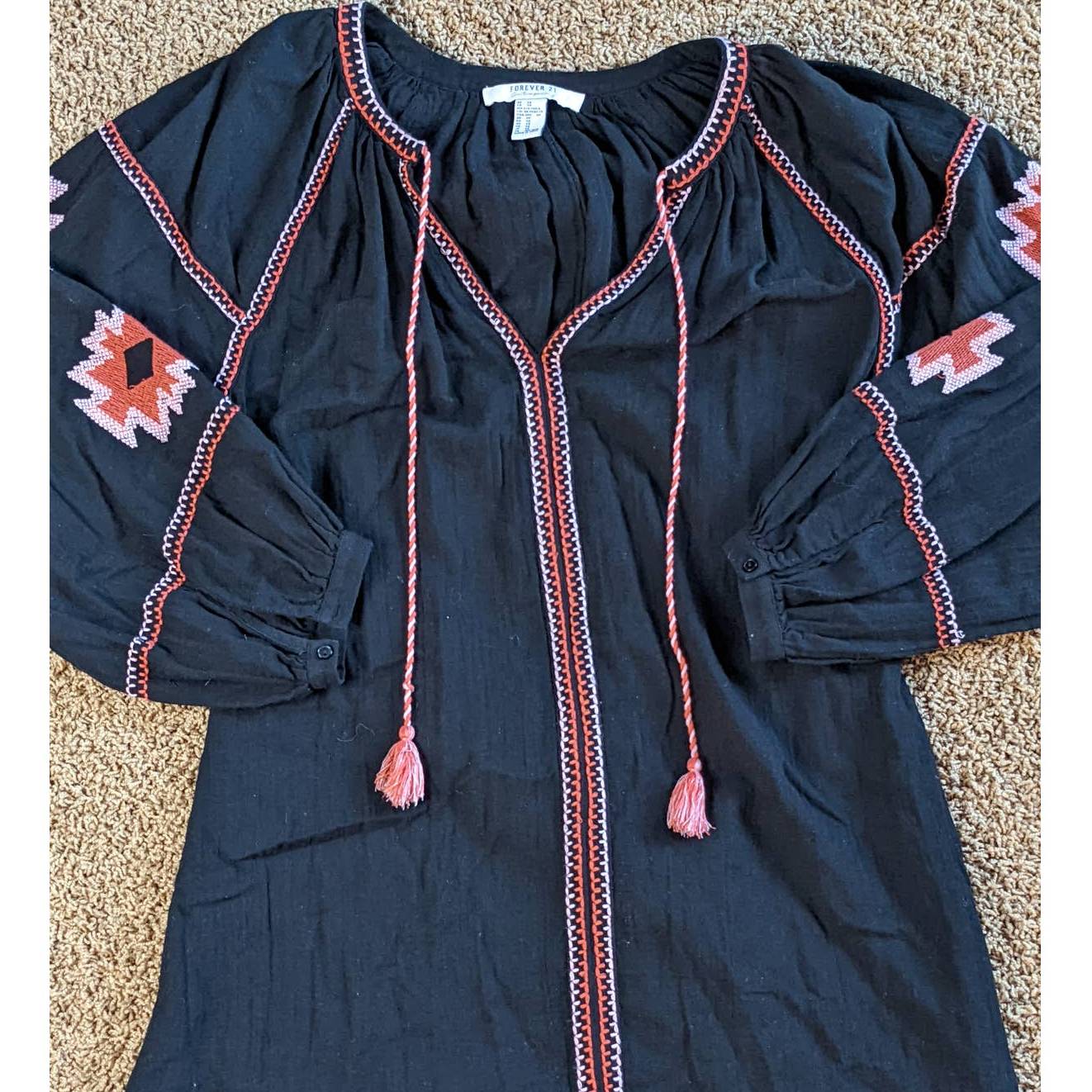 FOREVER 21 Contemporary Long Sleeve Womens Shirt Dress Size XS