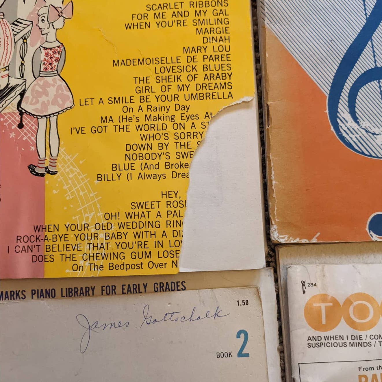 Lot of 8 Music Sheets Learning To Play, John W. Schaum Adult Piano, Top 10 Tunes