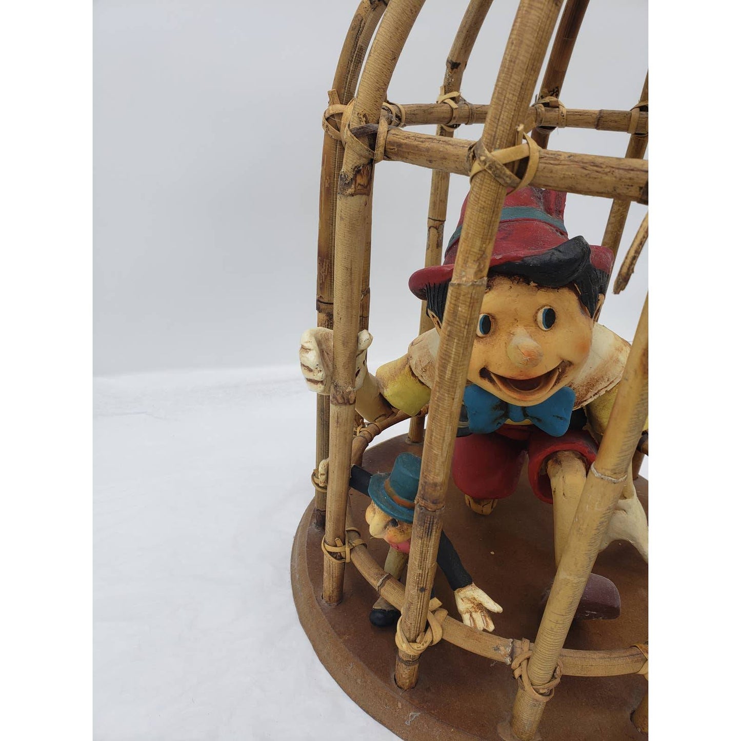 VTG Rare Walt Disney Pinocchio Jiminy Cricket Bamboo Cage that Opens and Hangs