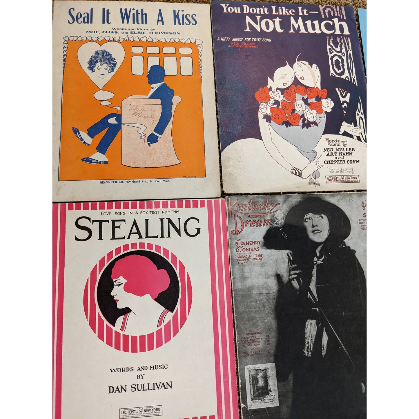 Vintage 1920s-1940s Lot 7 Sheet Music Don't Cry Joe, Cole Porter, Seal it Kiss