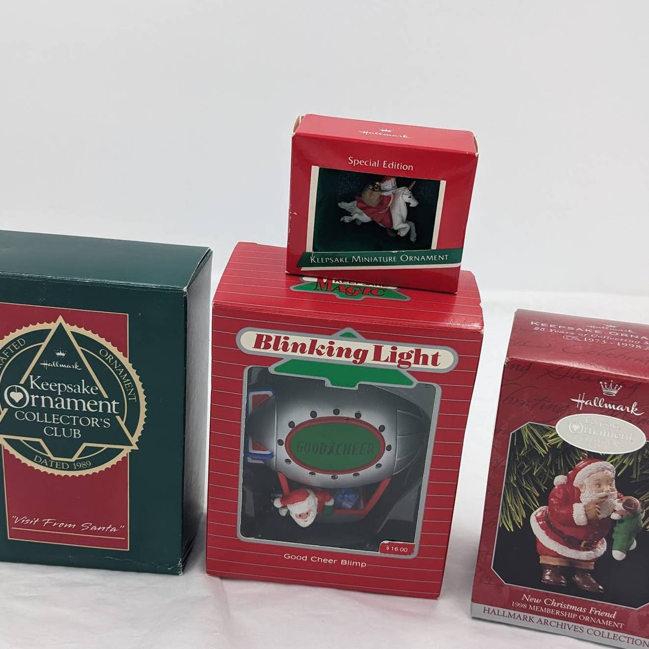 Hallmark Ornaments Vintage Santa Lot Visit From Santa Magic Ride Blimp W/Box