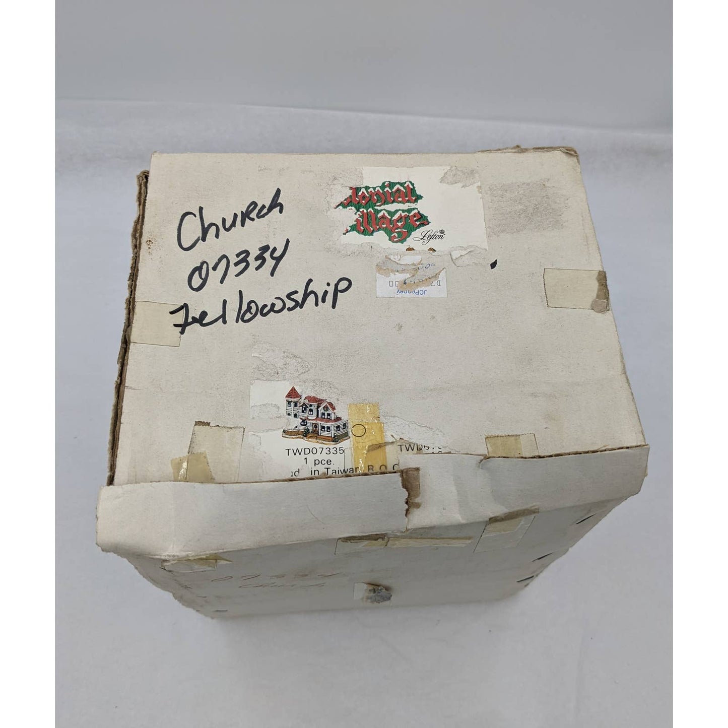 Lefton Vintage Fellowship Church 1989 07334 Christmas Village Colonial W/Box