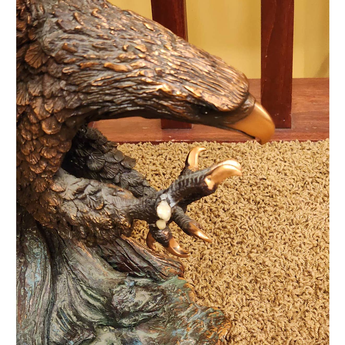 Eagle Sculpture Large Catching Prey Swooping Marian Imports Bronze Plated Resin