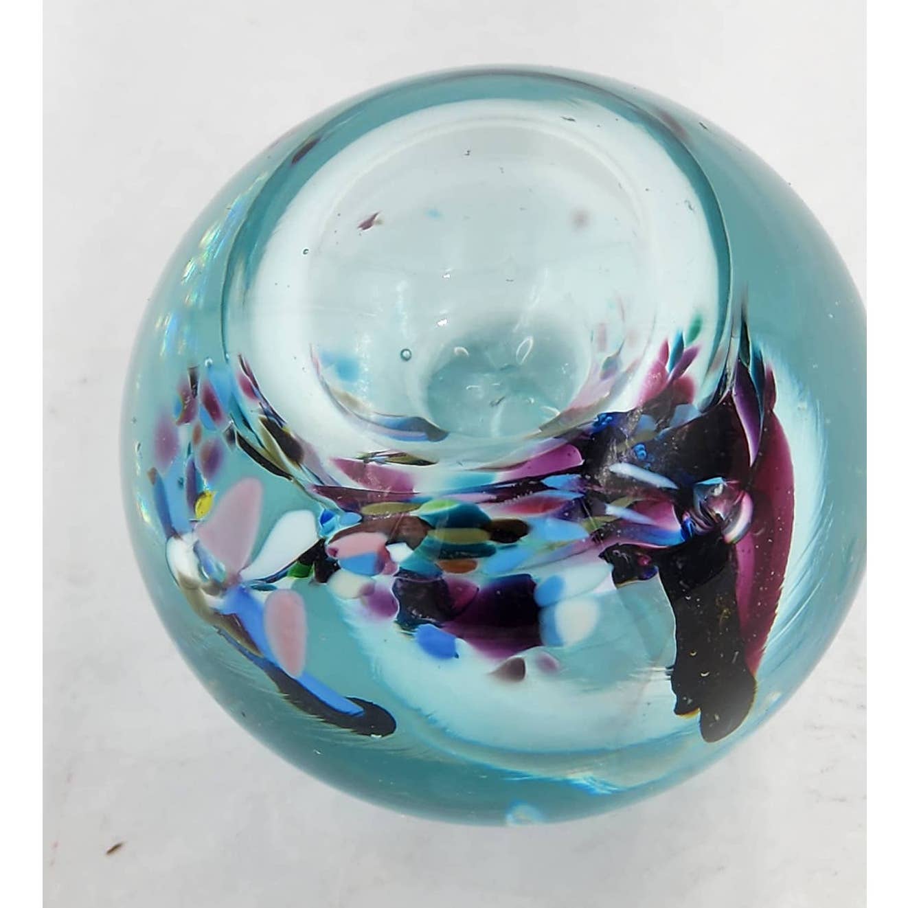 Paperweight Glass Vintage Art Glass Beautiful Multicolor Colorful 3"
